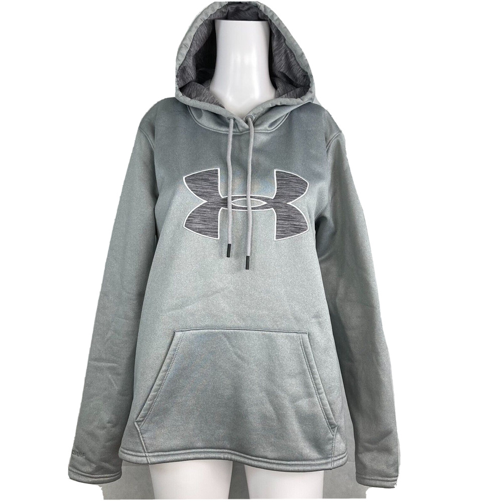Under Armour Hoodie Womens Sz M Gray Fleece Lined Cold Gear Storm‎ Sweatshirt